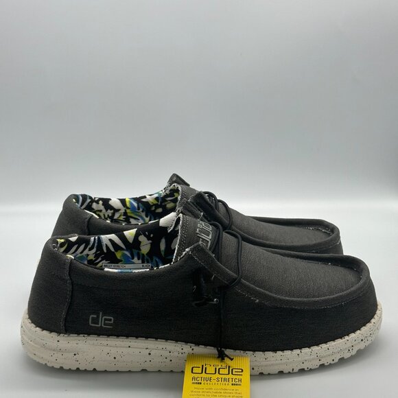 HEY DUDE Men Wally Stretch Black Size 9 lace up loafers men - Picture 12 of 16